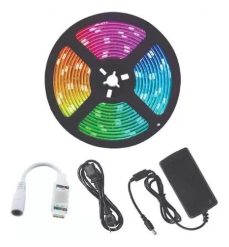 Kit Cinta Led Multicolor Rgb Luz 5mts + Control + Adaptador
