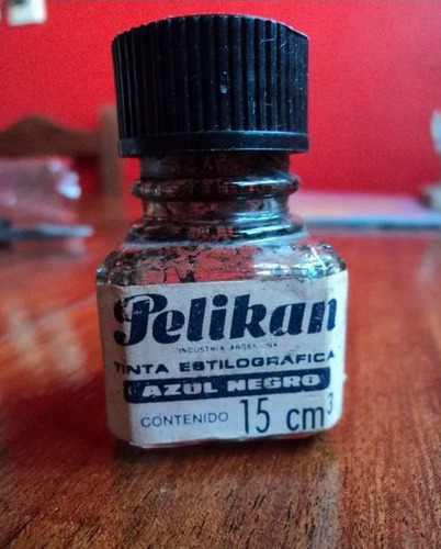 Antiguo Tintero Pelikan De Vidrio Tinta China (Usado)