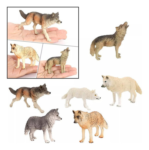 Juego De 6 Juguetes Modelo Lobo Animal Salvaje Para Niños
