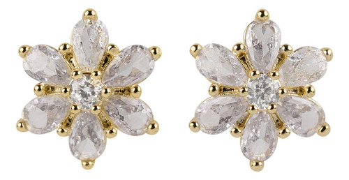Aretes Mujer Oro 14k Zirconia Cúbica Navidad Luckyly