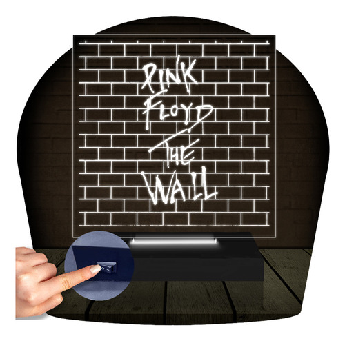 Luminária Led Abajur  3d | Pink Floyd Rock