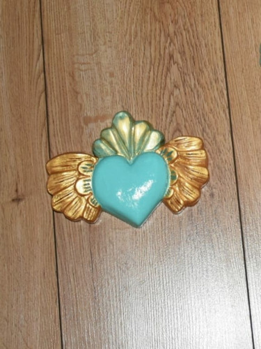 Imagen 8 de 9 de Corazón Alado Yeso Figura Adorno Regalo Pintado A Mano