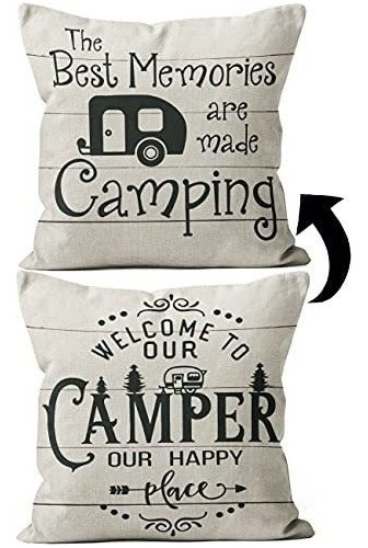 Cojines M-qizi Bienvenido A Our Camper Our Happy Place Funda