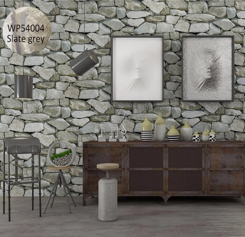 Imagen 1 de 3 de Papel Tapiz Wp54004 Piedra Textura Ladrillos Moderno 3d