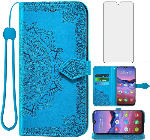 Para Zte Blade V20 Smart Wallet Funda Y Vidrio Templado1920