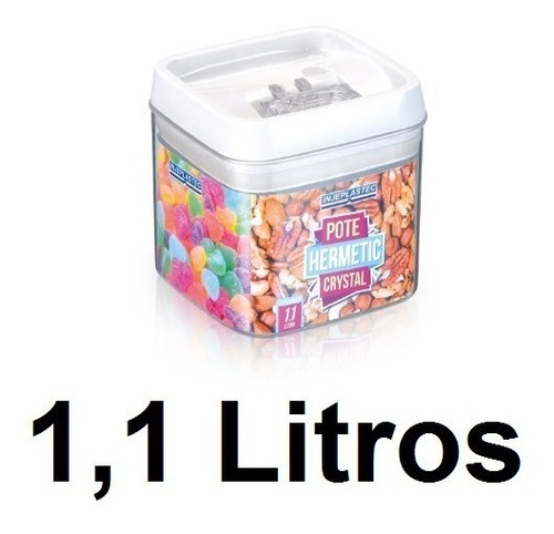 Conjunto 6 Potes Herméticos Acrílico 1,1 Litros Injeplastec