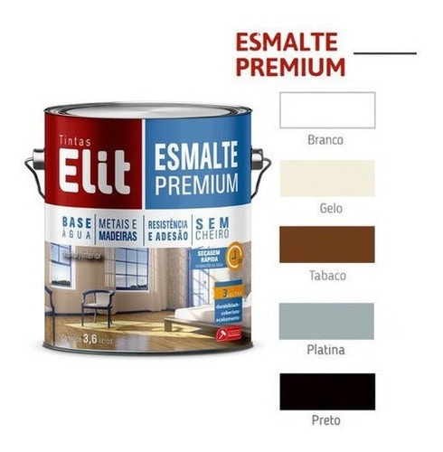 Tinta Esmalte Premium Base Água Elit Brilhante 3,6l