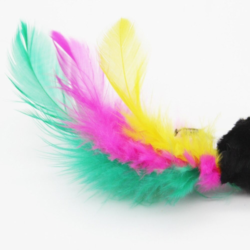 Juguete Gato Cañita Varita Cascabel Raton Plumas Extensible