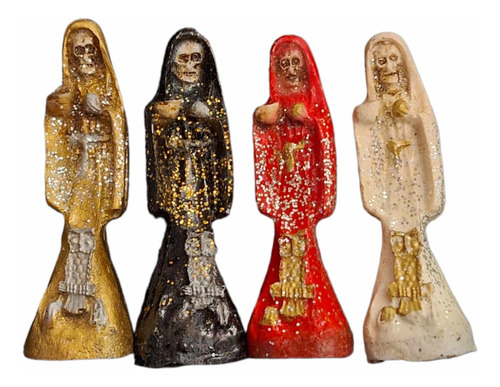 Santa Muerte Mini - 4 Figuras Ritualizadas Colores Diversos 