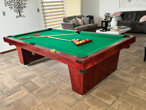 Mesa De Billar De Madera, Color Tela Verde (Usado)