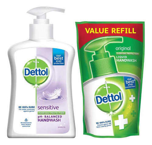 Jabón Líquido Para Manos Dettol Sensitive - 200 Ml Con Bolsa