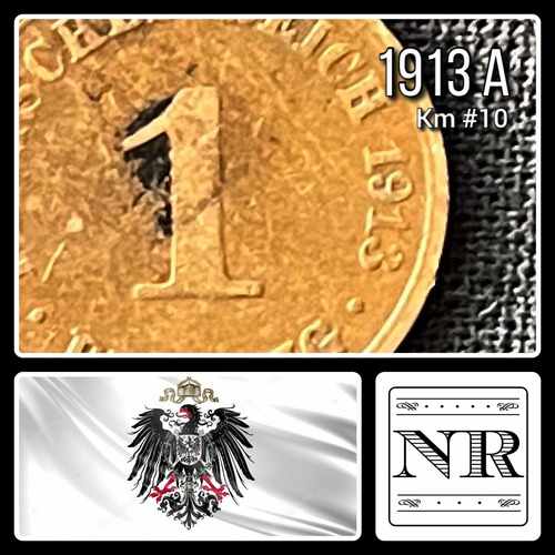 Alemania Imperio - 1 Pfennig - Año 1913 A - Km #10 - Águila 