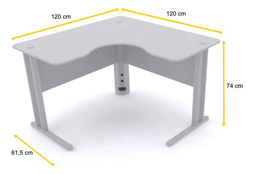 Mesa Em L P/ Escritório 120x120 Pandin Maxxi - Cinza Cinza