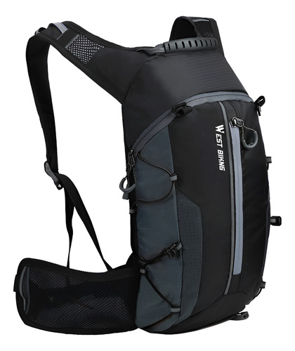 Mochila De Hidratación Running Ciclismo Trekking 10 Litros Negro Y Gris Liso