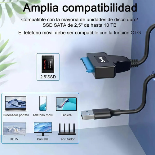 Cabo adaptador de disco rígido Noga USB 3.0 para Sata2.5 HDD - conector SATA - dock SATA - cabo SATA - cabo USB SATA - cabo USB - cabo SATA
