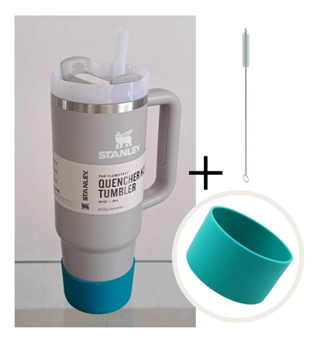 Stanley Quencher 30oz Vaso Taza Mug Termo Asa Con Funda Prot Ceniza - Verde Quencher