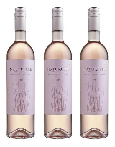 Imagem 2 de 3 de Kit 03 Vinhos Rosé Suave Naturelle Casa Valduga - 750ml