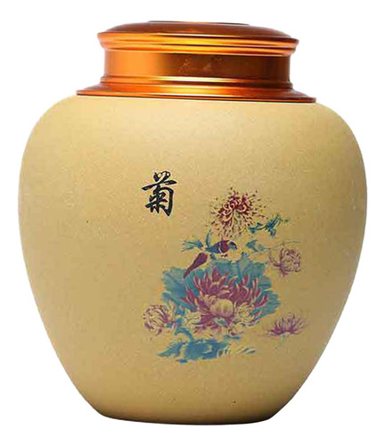 Lata De Té, Lata De Té Suelta, 11 Cm X 13,5 Cm Crisantemo