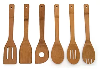 826 Bamboo Wood Kitchen Tools In Mesh Bag, 6-piece Set