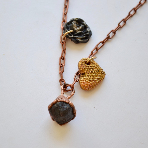 Imagen 1 de 10 de Collar Minimalista De Granate Con Cadena De Cobre, Cod1