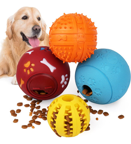 Primepets Dog Treat Ball, Paquete De 4 Juguetes Interactivos