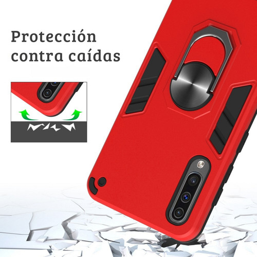 Funda Para Galaxy A50 Con Mica Varios Modelos Antigolpes Rojo Armor Ring Sin Mica