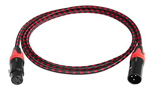 Cable Xlr Equilibrado Trenzado Nylon 15 Pies, Rojo.