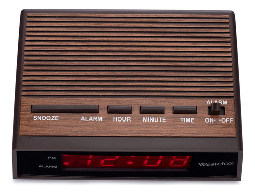Reloj Despertador Westclox Modelo 22690 Estilo Madera Retro Woodgrain