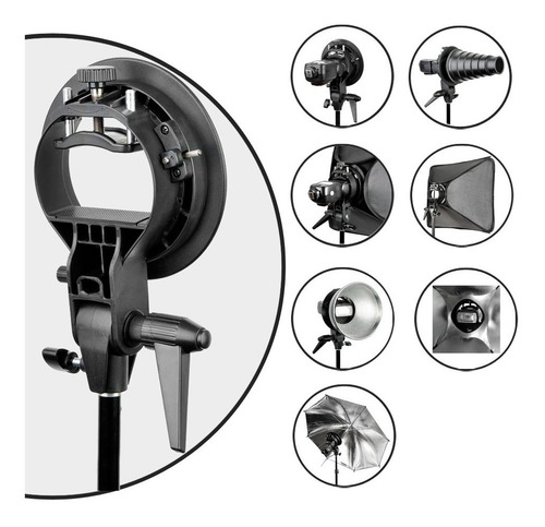 Suporte Flash Bowens S-type Softbox Beauty Dish Snoot Tripé