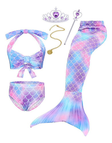 Cola Sirena Traje De Baño Niña La Sirenita Ariel Bikini Set