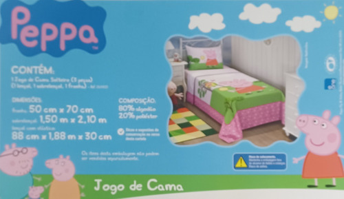 Jogo De Cama Solteiro Peppa Pig Rosa Peppa Pig