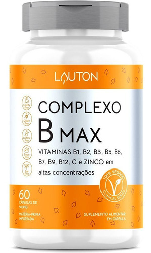 Lauton Nutrition Complexo B Max 60 Cápsulas Sem Sabor