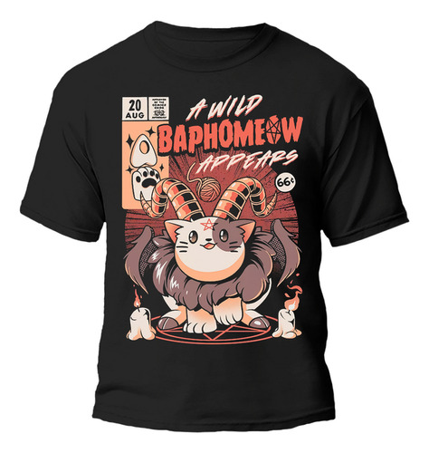 Remera Gato Demonio Baphomeow 100% Algodón