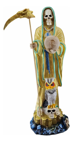 Figura En Resina Santa Muerte Dorada 70 Cm Ritualizada 