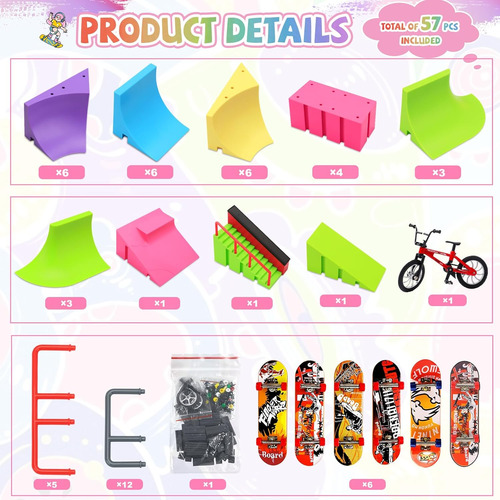 Momsiv Parque De Patinetas De Dedos, Kit De Rampa De Patinet