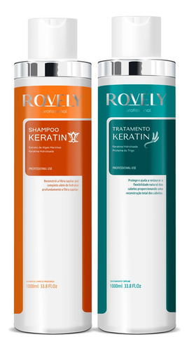  Escova Progressiva Tratamento Keratin Rovely (2x1000ml)