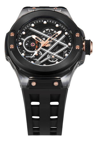 Reloj De Pulsera Minber Para Caballero M9019g2 Negro