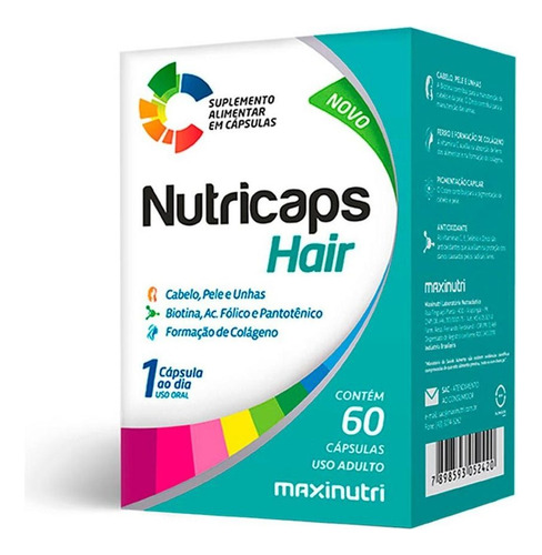 Nutricaps Hair Polivitaminico 60 Capsulas Maxinutri Sabor Sem Sabor