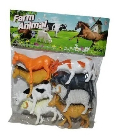 Set Animales Muñecos Niño Plastico Rigido X6 Animales Granja