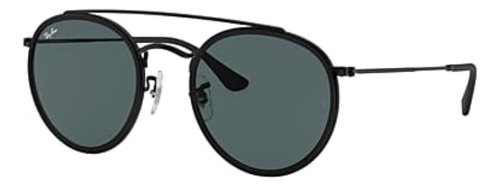 Gafas de sol Ray-Ban Round Double Bridge Standard con marco de metal color polished black, lente blue/gray de cristal clásica, varilla polished black de metal - RB3647N