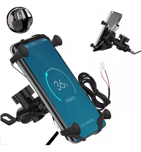 Suporte De Celular Universal Garra Com Carregador Para Moto