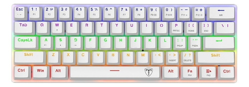 Teclado gamer T-Dagger Arena T-TGK321 QWERTY inglés US color blanco con luz rainbow