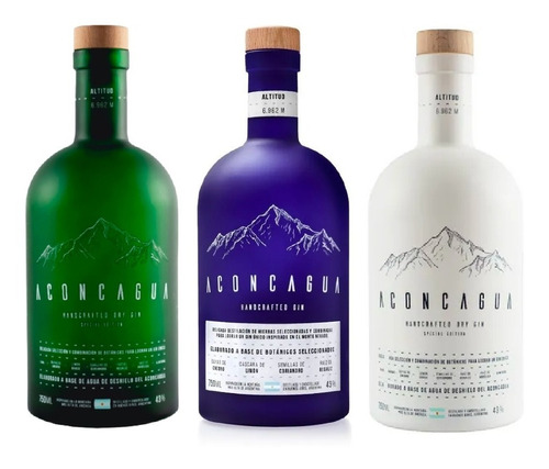 Imagen 1 de 8 de Gin Aconcagua Coleccion Special Edition Botella Blanca Verde