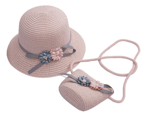 -conjunto De Sombrero De Paja Y Minibolso Para Niñas, Sombre