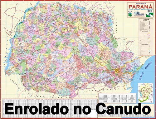 Mapa Político Gigante Estado Do Paraná Enrolado No Canudo