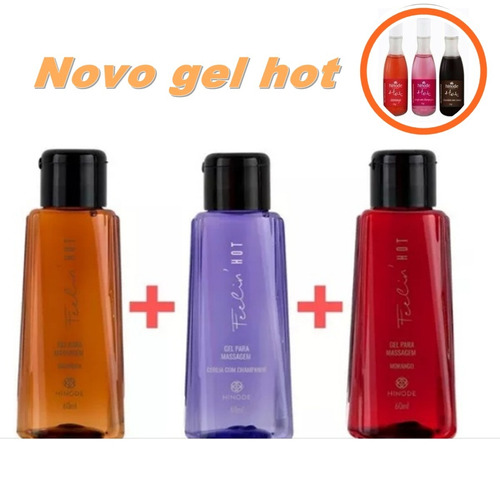  Kit 03 Gel De Massagem Hot Gel Hinode -  Comestível