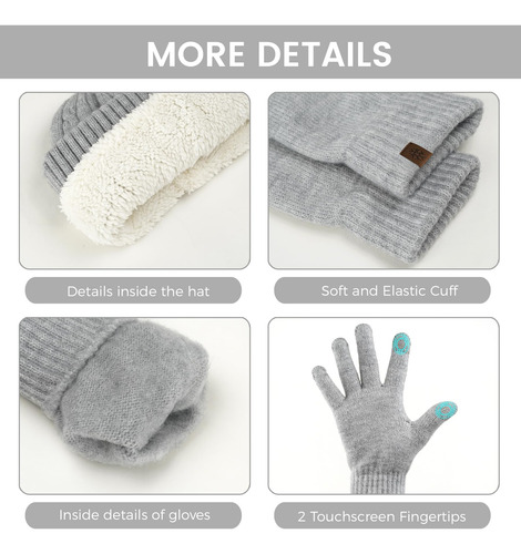 Conjunto De Gorro Guantes Bufanda Mujer Invierno Forro Polar Color Diseño De La Tela
