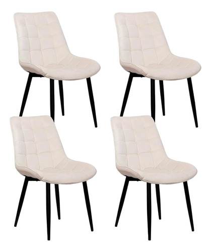 Pack De 4 Sillas De Comedor Macron Acolchada Terciopelo - Be