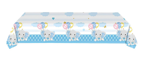 Mantel De Plastico Elefante Azul Baby Shower Niño