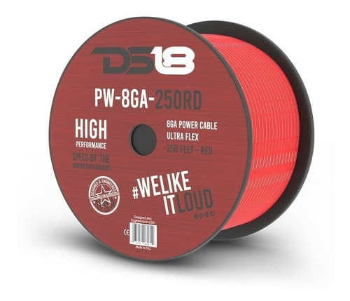 Bobina De Cable Ds18 #8 Super Flex 250 Pies Rojo